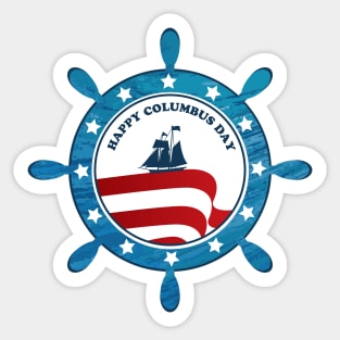 Columbus Ship steering wheel - Happy Columbus Day Sticker